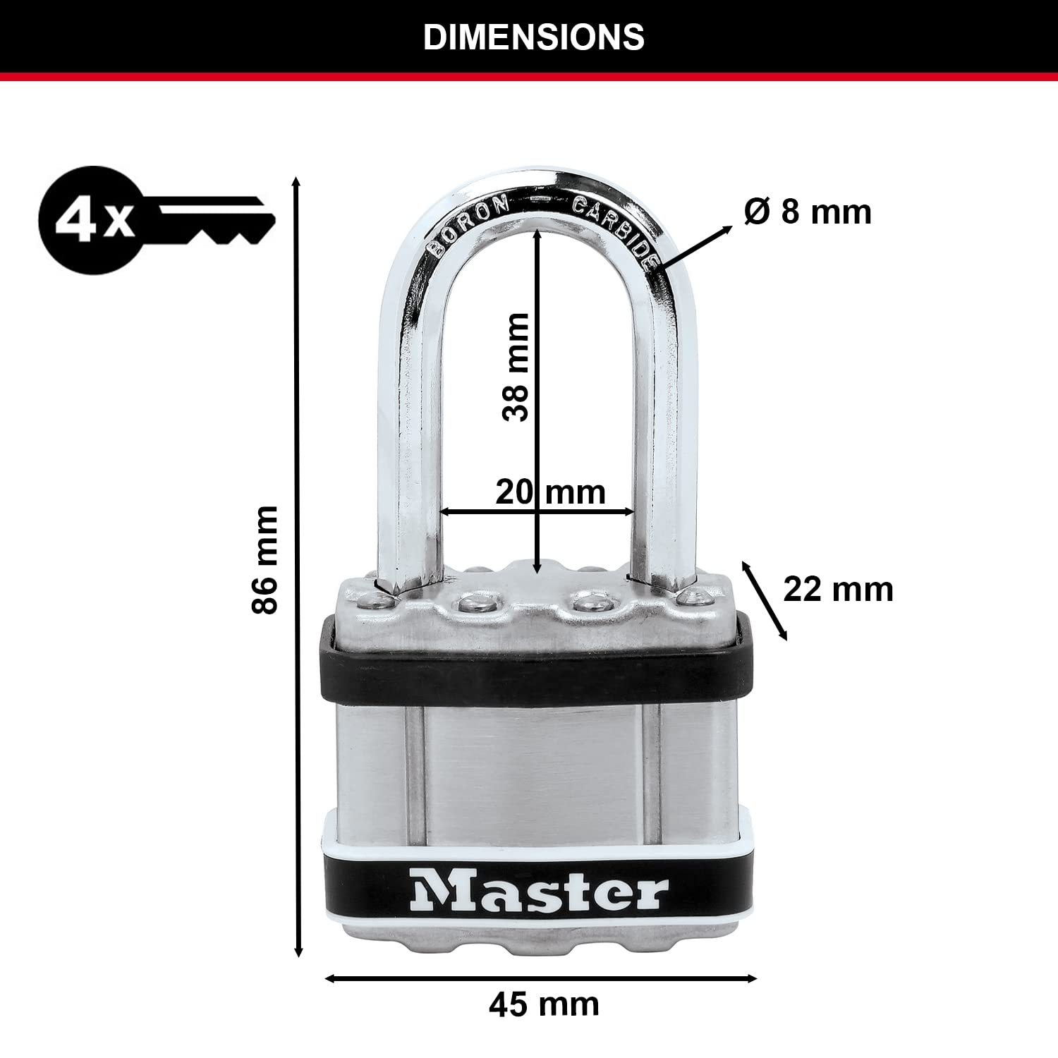 MASTER LOCK Heavy Duty Padlock, Security Level 9/10,Marine